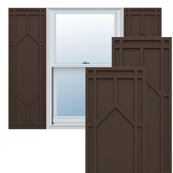 Ekena Millwork True Fit PVC Shaker Fixed Mount Shutters, Raisin Brown, 18W x 38H, PR - TFP001SK18X038TB