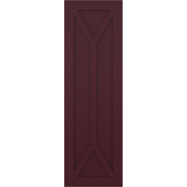 Ekena Millwork True Fit PVC San Carlos Mission Style Fixed Mount Shutters, Wine Red, 18W x 38H, PR - TFP001SC18X038WR