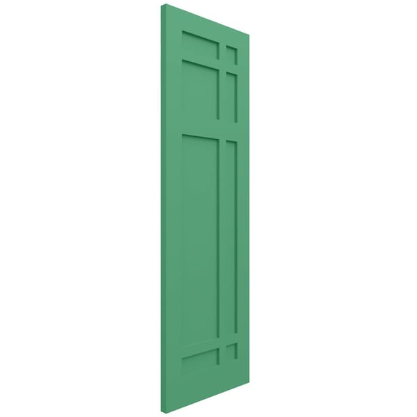 Ekena Millwork True Fit PVC San Juan Capistrano Mission Style Fixed Mount Shutters, Lilly Pads, 15W x 27H, PR - TFP001SJ15X027LP