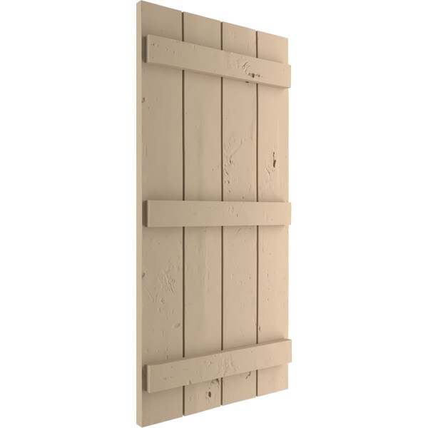 Ekena Millwork Rustic Four Board Joined Board-n-Batten Knotty Pine Faux Wood Shutters, 22W x 62H, PR - SHUBJS22X62KPPR