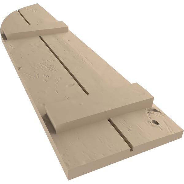 Ekena Millwork Knotty Pine 2 Board Joined Board-n-Batten w/Quarter Round Arch Top Faux Wood Shutters, 11W x 90H, PR - SHUBJQ11X90KPPR