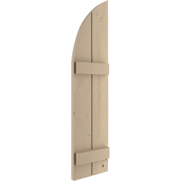 Ekena Millwork Knotty Pine 2 Board Joined Board-n-Batten w/Quarter Round Arch Top Faux Wood Shutters, 11W x 90H, PR - SHUBJQ11X90KPPR