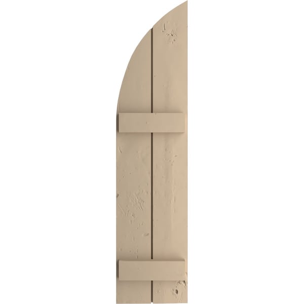 Ekena Millwork Knotty Pine 2 Board Joined Board-n-Batten w/Quarter Round Arch Top Faux Wood Shutters, 11W x 90H, PR - SHUBJQ11X90KPPR
