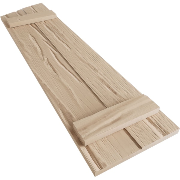 Ekena Millwork Riverwood 2 Board Joined Board-n-Batten w/Elliptical Top Faux Wood Shutters, 11"W x 54"H - SHUBJL11X54RWPR