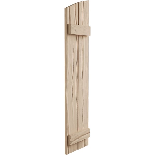 Ekena Millwork Riverwood 2 Board Joined Board-n-Batten w/Elliptical Top Faux Wood Shutters, 11"W x 54"H - SHUBJL11X54RWPR