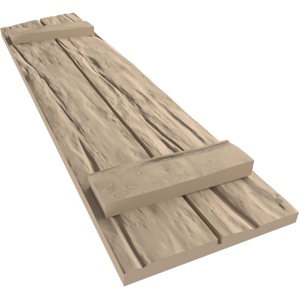 Ekena Millwork Riverwood 2 Board Joined Board-n-Batten w/Elliptical Top Faux Wood Shutters, 11"W x 54"H - SHUBJL11X54RWPR