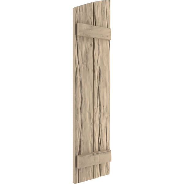 Ekena Millwork Riverwood 2 Board Joined Board-n-Batten w/Elliptical Top Faux Wood Shutters, 11"W x 54"H - SHUBJL11X54RWPR