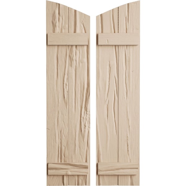 Ekena Millwork Riverwood 2 Board Joined Board-n-Batten w/Elliptical Top Faux Wood Shutters, 11"W x 54"H - SHUBJL11X54RWPR