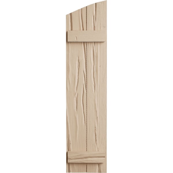 Ekena Millwork Riverwood 2 Board Joined Board-n-Batten w/Elliptical Top Faux Wood Shutters, 11"W x 54"H - SHUBJL11X54RWPR