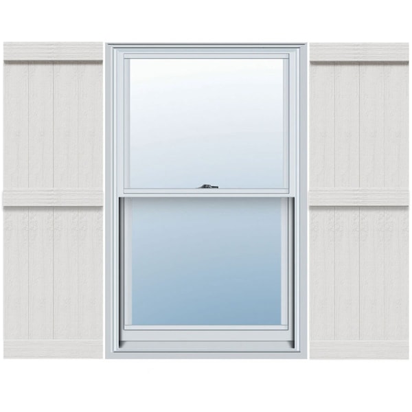 Ekena Millwork Timberthane Rustic 4 Board Joined Board-n-Batten Faux Wood Shutters w/End Batten, 21 1/2W x 77H, PR - FBJ06B21X077RUF