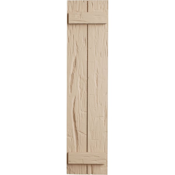 Ekena Millwork Rustic Two Board Joined Board-n-Batten Hand Hewn Faux Wood Shutters, 11W x 24H, PR - SHUBJS11X24HHPR