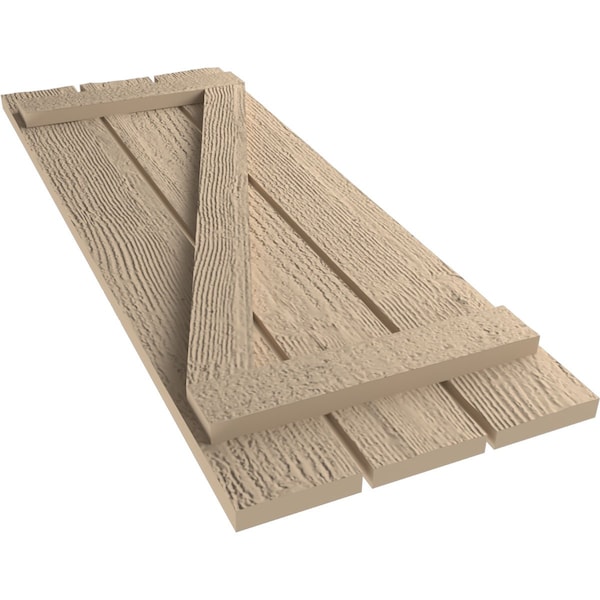 Ekena Millwork Rustic Three Board Spaced Board-n-Batten Rough Sawn Faux Wood Shutters w/Z-Board, 17 1/2W x 66H, PR - SHUBSZ17X66RSPR