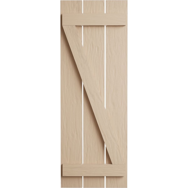 Ekena Millwork Rustic Three Board Spaced Board-n-Batten Rough Sawn Faux Wood Shutters w/Z-Board, 17 1/2W x 66H, PR - SHUBSZ17X66RSPR