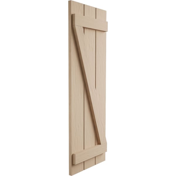 Ekena Millwork Rustic Three Board Spaced Board-n-Batten Rough Sawn Faux Wood Shutters w/Z-Board, 17 1/2W x 66H, PR - SHUBSZ17X66RSPR
