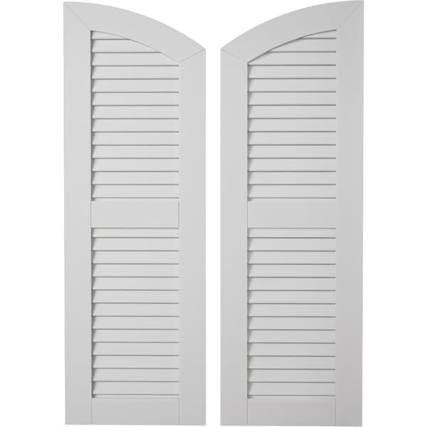 Ekena Millwork Timberthane Smooth Two Equal Louver w/Elliptical Top Faux Wood Shutters, 12W x 76H, 72 Low Side, PR - SHULVL12X76SMPR