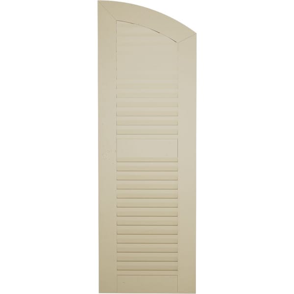Ekena Millwork Timberthane Smooth Two Equal Louver w/Elliptical Top Faux Wood Shutters, 12W x 76H, 72 Low Side, PR - SHULVL12X76SMPR