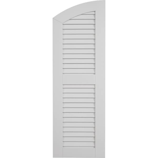 Ekena Millwork Timberthane Smooth Two Equal Louver w/Elliptical Top Faux Wood Shutters, 12W x 76H, 72 Low Side, PR - SHULVL12X76SMPR