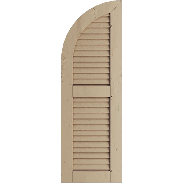 Ekena Millwork Knotty Pine 2 Equal Louver w/Quarter Round Arch Top Faux Wood Shutters, 18W x 38H, 20 Low Side, PR - SHULVQ18X38KPPR