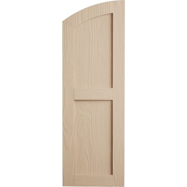 Ekena Millwork Sandblasted 2 Equal Flat Panel w/Elliptical Top Faux Wood Shutters, 12W x 32H 28 Low Side, PR - SHUFPL12X32SDPR
