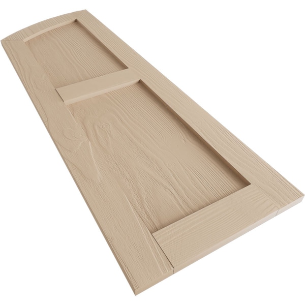 Ekena Millwork Sandblasted 2 Equal Flat Panel w/Elliptical Top Faux Wood Shutters, 12W x 32H 28 Low Side, PR - SHUFPL12X32SDPR