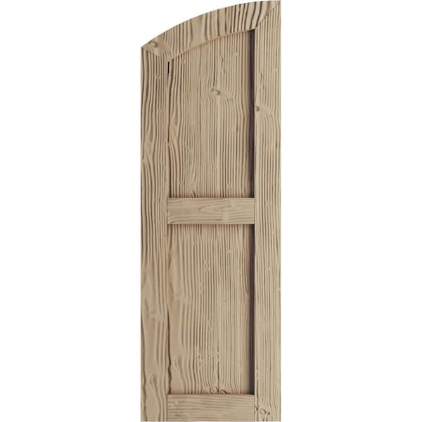 Ekena Millwork Sandblasted 2 Equal Flat Panel w/Elliptical Top Faux Wood Shutters, 12W x 32H 28 Low Side, PR - SHUFPL12X32SDPR
