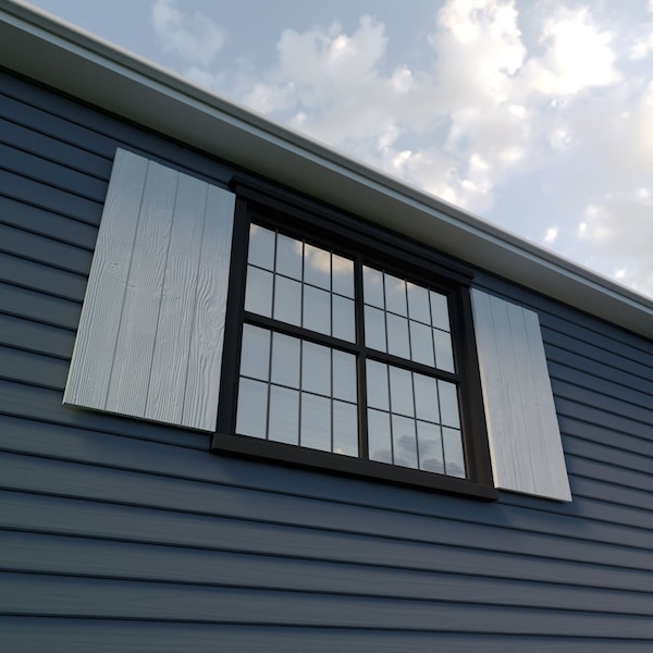 Ekena Millwork Rustic Four Board Joined Board-n-Batten Sandblasted Faux Wood Shutters w/No Batten, 22W x 24H, PR - SHUBJN22X24SDPR