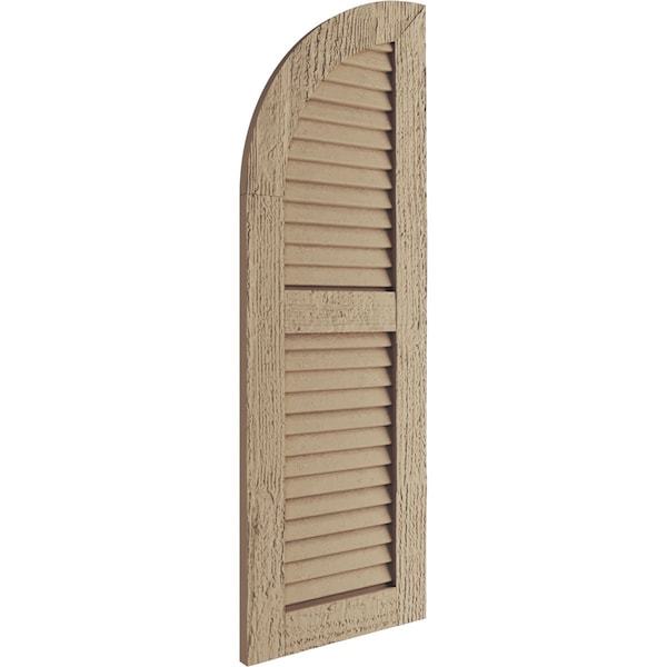 Ekena Millwork Rough Sawn 2 Equal Louver w/Quarter Round Arch Top Faux Wood Shutters, 15W x 60H 45 Low Side, PR - SHULVQ15X60RSPR