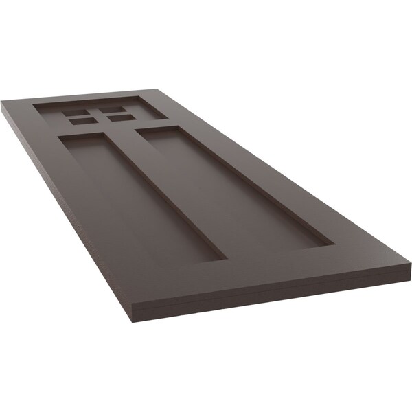 Ekena Millwork True Fit PVC San Antonio Mission Style Fixed Mount Shutters, Raisin Brown, 12W x 25H, PR - TFP001ST12X025TB