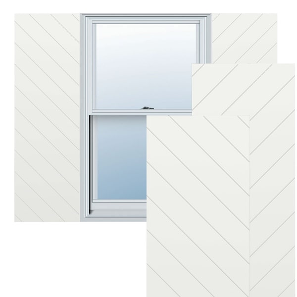 Ekena Millwork 18W x 45H True Fit PVC Diagonal Slat Modern Style Fixed Mount Shutters, Unfinished, PR - TFP001DG18X045UN