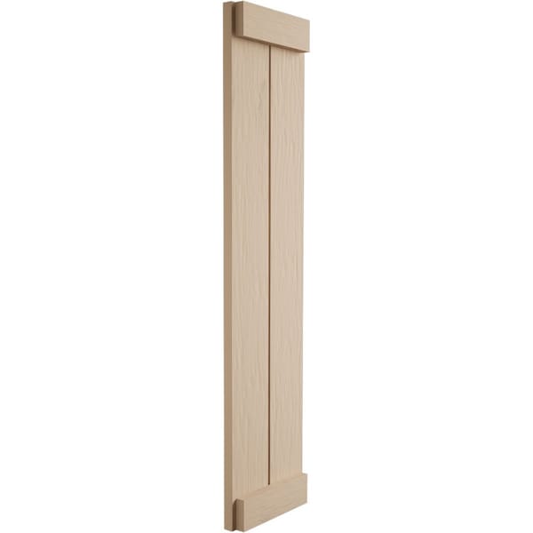 Ekena Millwork Rustic Two Board Joined Board-n-Batten Rough Sawn Faux Wood Shutters w/End Batten, 11W x 70H, PR - SHUBJE11X70RSPR
