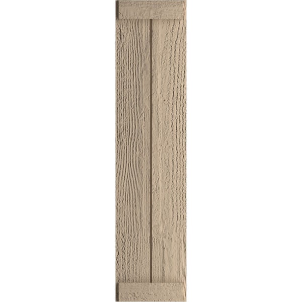 Ekena Millwork Rustic Two Board Joined Board-n-Batten Rough Sawn Faux Wood Shutters w/End Batten, 11W x 70H, PR - SHUBJE11X70RSPR