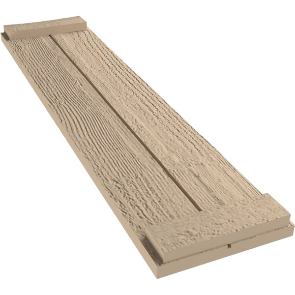Ekena Millwork Rustic Two Board Joined Board-n-Batten Rough Sawn Faux Wood Shutters w/End Batten, 11W x 70H, PR - SHUBJE11X70RSPR