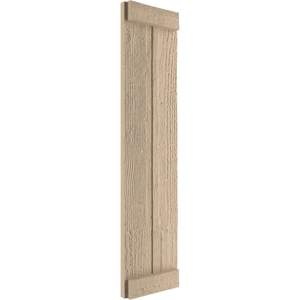 Ekena Millwork Rustic Two Board Joined Board-n-Batten Rough Sawn Faux Wood Shutters w/End Batten, 11W x 70H, PR - SHUBJE11X70RSPR