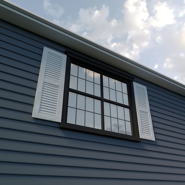 Ekena Millwork Rustic Two Equal Louver Riverwood Faux Wood Shutters (Per Pair), Primed Tan, 12"W x 68"H - SHULV12X68RWPR