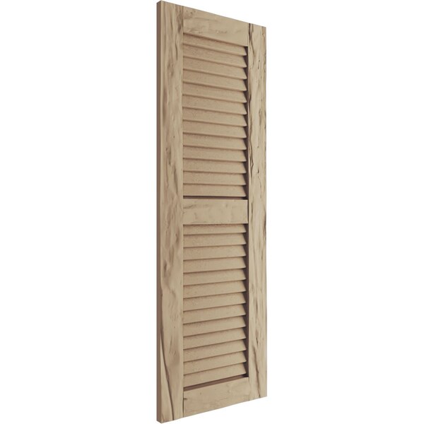 Ekena Millwork Rustic Two Equal Louver Riverwood Faux Wood Shutters (Per Pair), Primed Tan, 12"W x 68"H - SHULV12X68RWPR