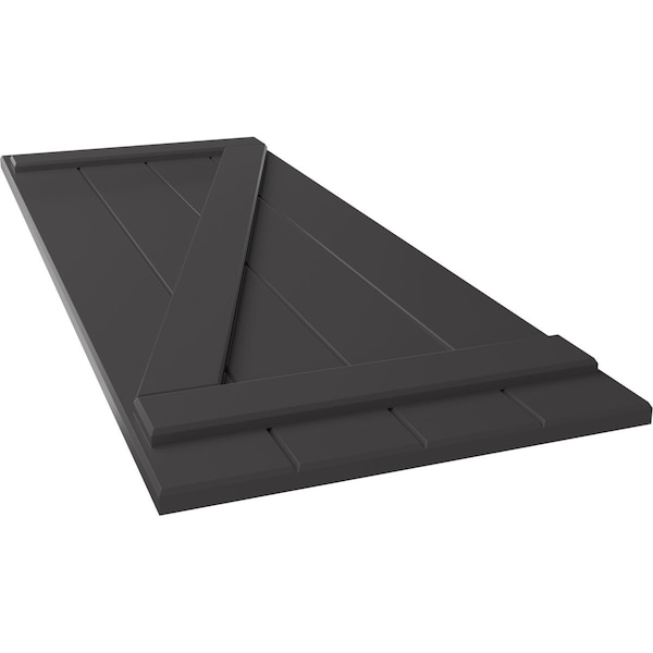 Ekena Millwork True Fit PVC, Four Board Joined Board-n-Batten Shutters w/Z-Bar, Shadow Mountain, 21 1/2W x 25H, PR - TFP102BBF21X025SM