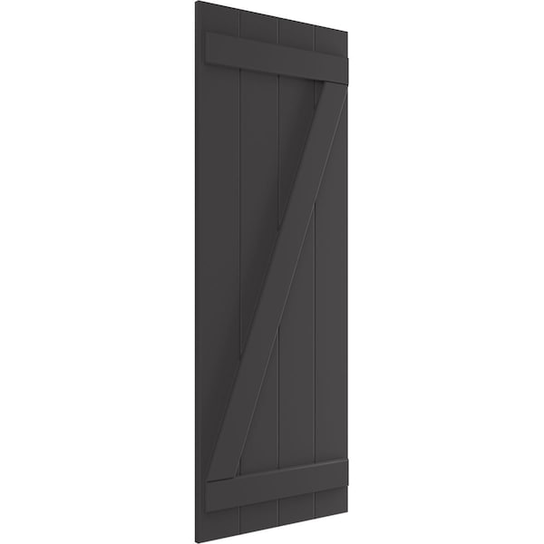 Ekena Millwork True Fit PVC, Four Board Joined Board-n-Batten Shutters w/Z-Bar, Shadow Mountain, 21 1/2W x 25H, PR - TFP102BBF21X025SM