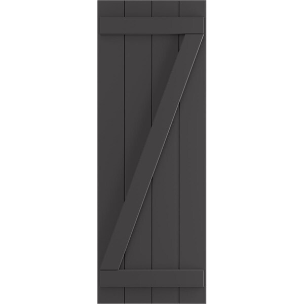 Ekena Millwork True Fit PVC, Four Board Joined Board-n-Batten Shutters w/Z-Bar, Shadow Mountain, 21 1/2W x 25H, PR - TFP102BBF21X025SM