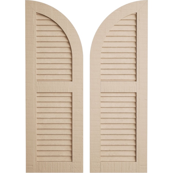 Ekena Millwork Rough Cedar 2 Equal Louver w/Quarter Round Arch Top Faux Wood Shutters, 12W x 62H, 50 Low Side, PR - SHULVQ12X62RCPR