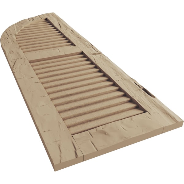 Ekena Millwork Hand Hewn 2 Equal Louver w/Quarter Round Arch Top Faux Wood Shutters, 18W x 56H 38 Low Side, PR - SHULVQ18X56HHPR
