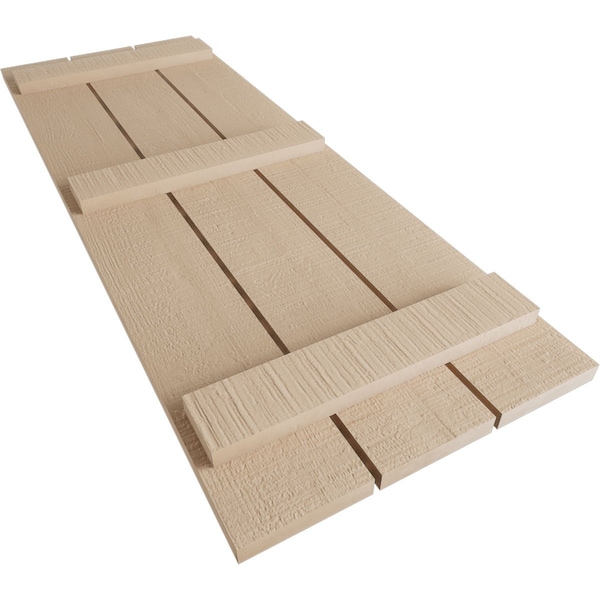Ekena Millwork Rustic Three Board Spaced Board-n-Batten Rough Cedar Faux Wood Shutters, 17 1/2W x 76H, PR - SHUBSS17X76RCPR