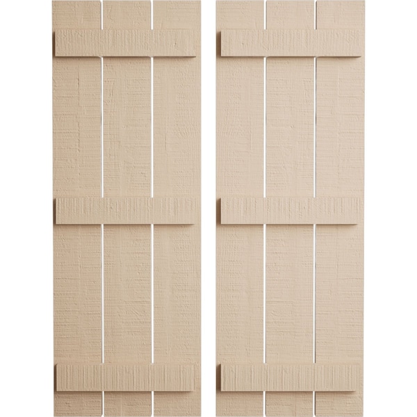 Ekena Millwork Rustic Three Board Spaced Board-n-Batten Rough Cedar Faux Wood Shutters, 17 1/2W x 76H, PR - SHUBSS17X76RCPR