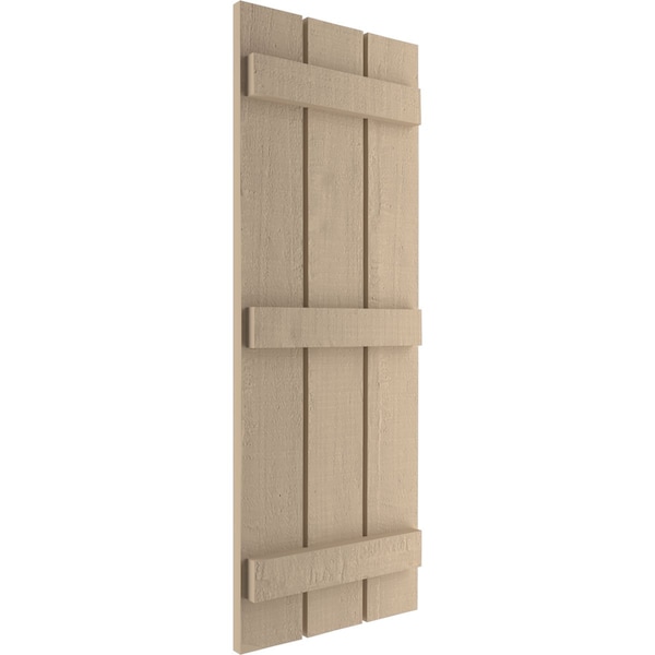 Ekena Millwork Rustic Three Board Spaced Board-n-Batten Rough Cedar Faux Wood Shutters, 17 1/2W x 76H, PR - SHUBSS17X76RCPR