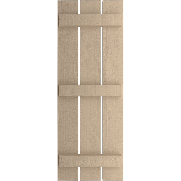 Ekena Millwork Rustic Three Board Spaced Board-n-Batten Rough Cedar Faux Wood Shutters, 17 1/2W x 76H, PR - SHUBSS17X76RCPR