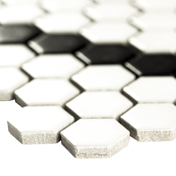Msi White And Black Hive Pattern 11.73 x 11.85 Matte Porcelain Floor And Wall tile, 15PK - ZOR-MD-0581