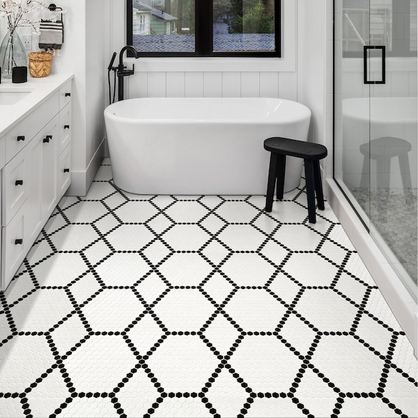Msi White And Black Hive Pattern 11.73 x 11.85 Matte Porcelain Floor And Wall tile, 15PK - ZOR-MD-0581