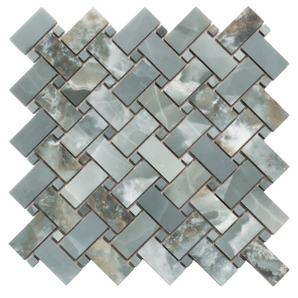 Apollo Tile Splendor 11.81 in. x 11.81 in. Matte Green Porcelain Mosaic Wall and Floor Tile 4.84 sqft/case, 5PK - IMPONXGRNMOS