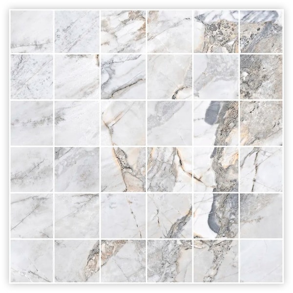 Apollo Tile 12 x 12 in. Polished Pale Gray Porcelain Mosaic Square Wall and Floor Tile 10.65 sq ft/case, 11PK - IMP88MTZMOSA