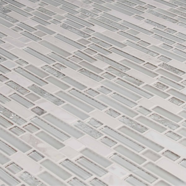 Msi Delano Blanco SAMPLE Glass Stone Mesh-Mounted Mosaic Tile - ZOR-MD-0448-SAM