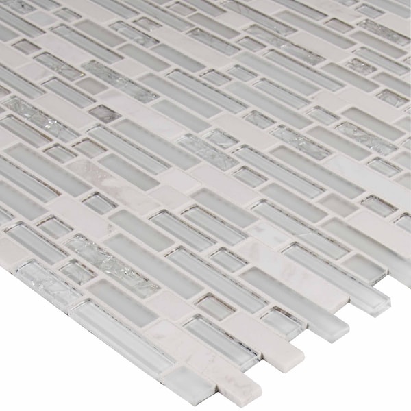 Msi Delano Blanco SAMPLE Glass Stone Mesh-Mounted Mosaic Tile - ZOR-MD-0448-SAM